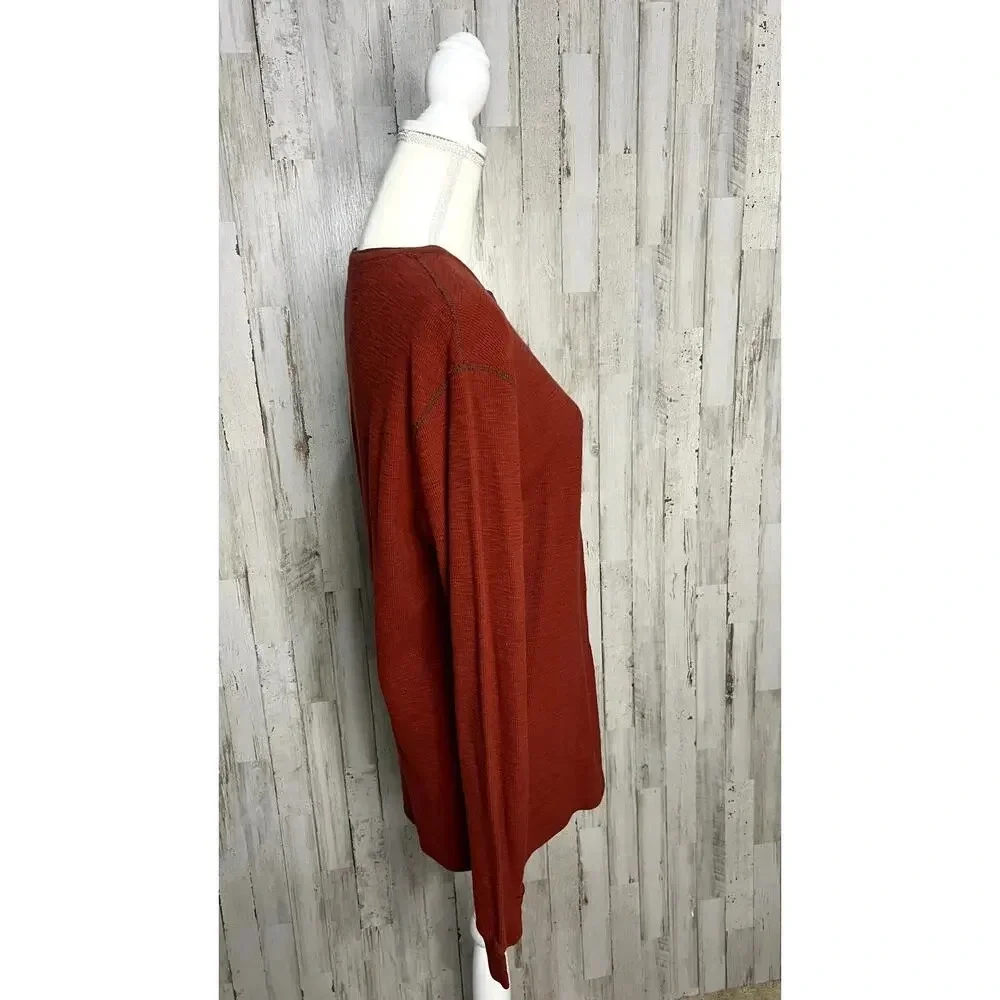 Banana Republic Men's‎ Size Medium Orange Waffle Knit Henley Top